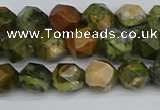 CNG7395 15.5 inches 6mm faceted nuggets rhyolite gemstone beads