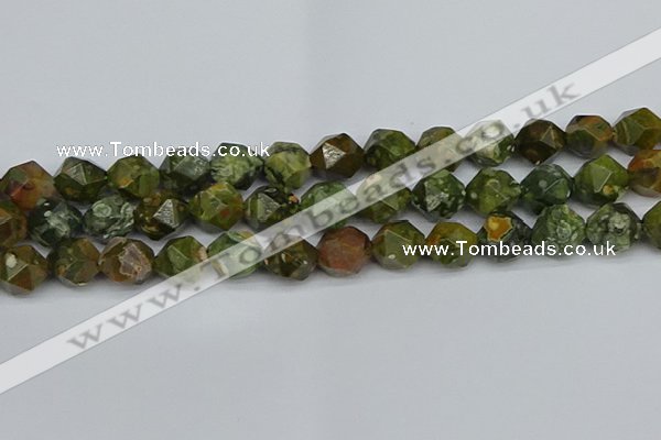 CNG7398 15.5 inches 12mm faceted nuggets rhyolite gemstone beads