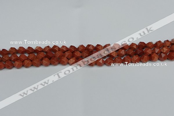 CNG7400 15.5 inches 6mm faceted nuggets goldstone beads