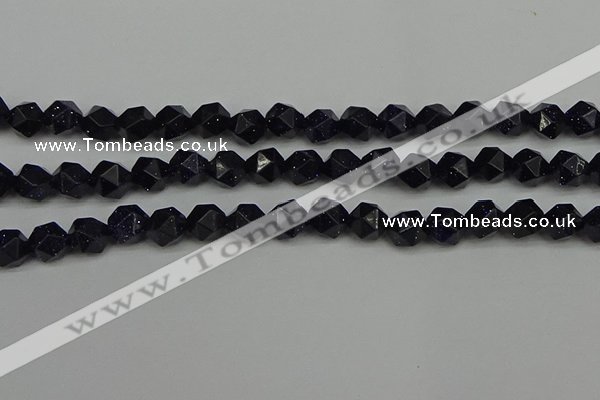 CNG7408 15.5 inches 12mm faceted nuggets blue goldstone beads