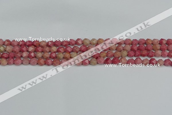 CNG7420 15.5 inches 6mm faceted nuggets rhodochrosite beads