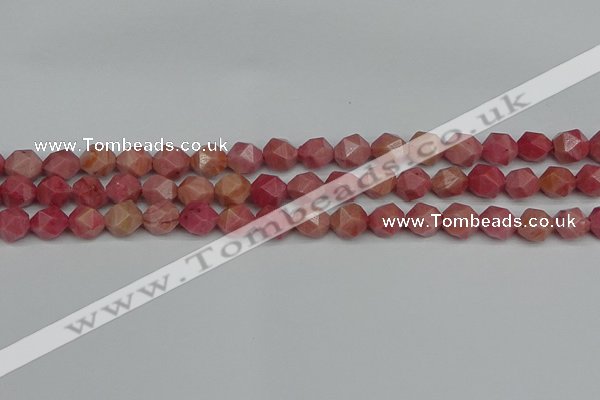 CNG7421 15.5 inches 8mm faceted nuggets rhodochrosite beads