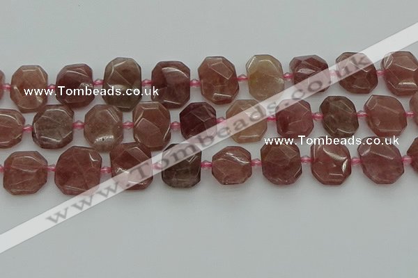 CNG7455 12*16mm - 15*20mm faceted freeform strawberry quartz beads