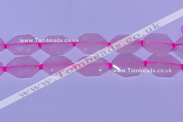 CNG7510 15.5 inches 25*35mm - 30*40mm faceted freeform rose quartz beads