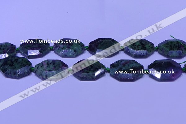 CNG7514 15.5 inches 25*35mm - 30*40mm faceted freeform ruby zoisite beads