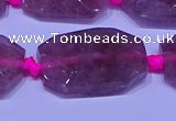 CNG7522 18*25mm - 25*35mm faceted freeform strawberry quartz beads