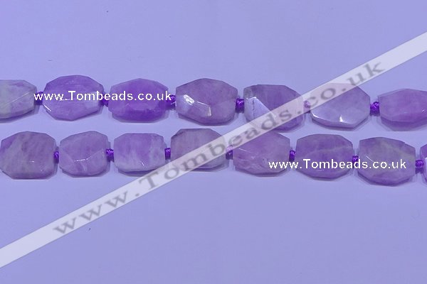 CNG7523 15.5 inches 18*25mm - 25*35mm faceted freeform kunzite beads