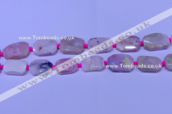 CNG7524 15.5 inches 18*25mm - 25*35mm faceted freeform pink opal beads