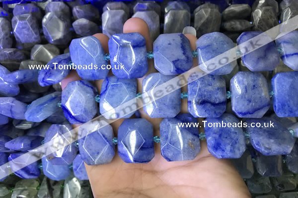 CNG7567 18*25mm - 20*28mm faceted freeform blue aventurine beads