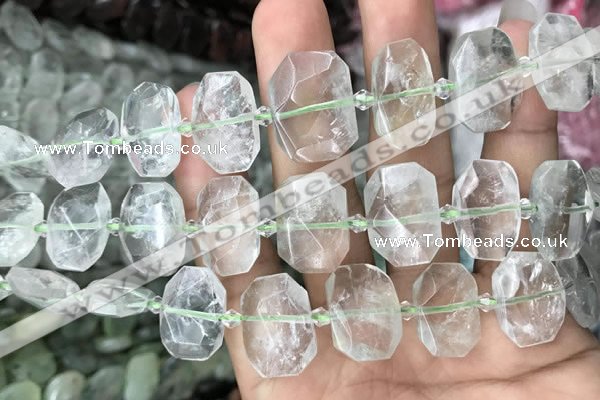 CNG7751 13*18mm - 15*25mm faceted freeform green quartz beads