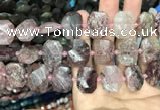 CNG7757 13*18mm - 15*25mm faceted freeform strawberry quartz beads