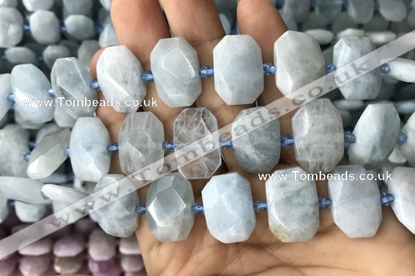 CNG7762 13*18mm - 15*25mm faceted freeform aquamarine beads