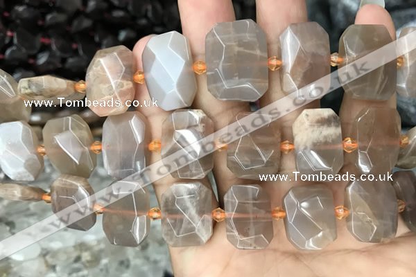 CNG7766 13*18mm - 15*25mm faceted freeform orange moonstone beads