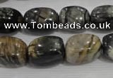 CNG777 15.5 inches 13*18mm nuggets black line jasper beads wholesale