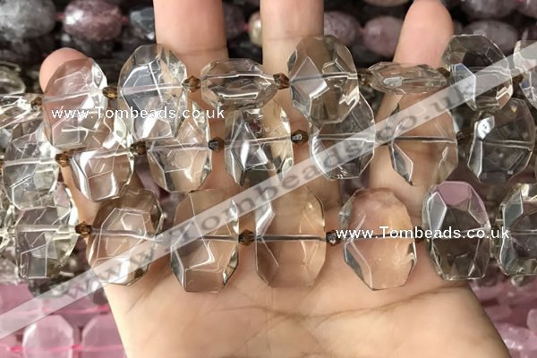 CNG7779 13*18mm - 15*25mm faceted freeform smoky quartz beads