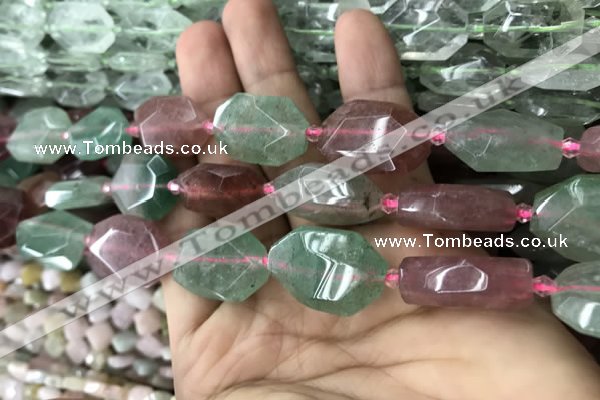 CNG7807 13*18mm - 18*25mm faceted freeform mixed strawberry quartz beads