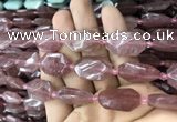 CNG7808 13*18mm - 18*25mm faceted freeform strawberry quartz beads