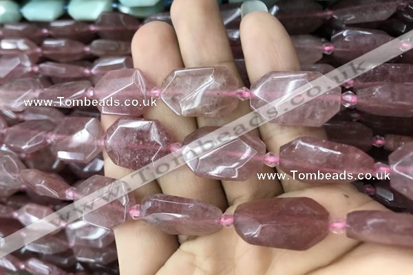 CNG7808 13*18mm - 18*25mm faceted freeform strawberry quartz beads