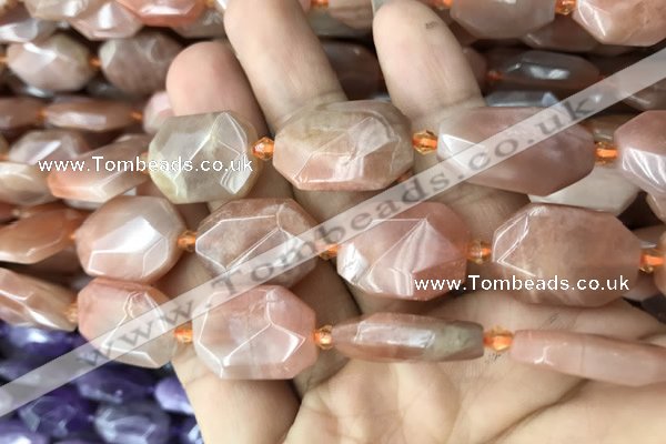 CNG7810 13*18mm - 18*25mm faceted freeform orange moonstone beads