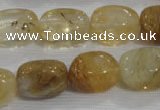 CNG782 15.5 inches 13*18mm nuggets golden rutilated quartz glass beads