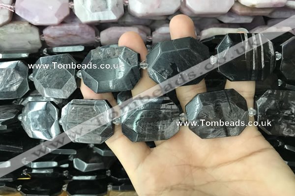 CNG7837 22*30mm - 25*35mm faceted freeform hypersthene beads