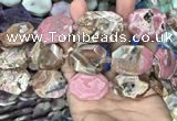 CNG7838 22*30mm - 25*35mm faceted freeform rhodochrosite beads