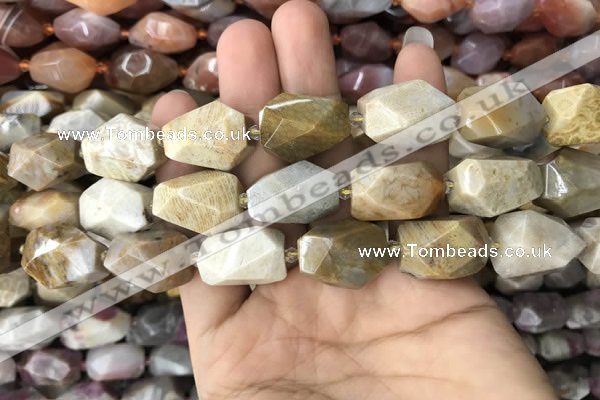 CNG7843 12*16mm - 15*25mm faceted nuggets fossil coral beads