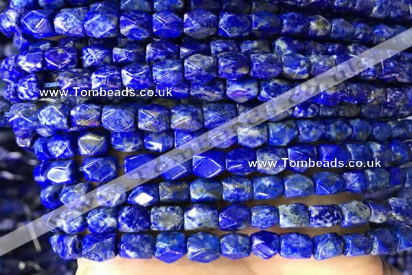 CNG7845 15.5 inches 6*8mm faceted nuggets lapis lazuli beads