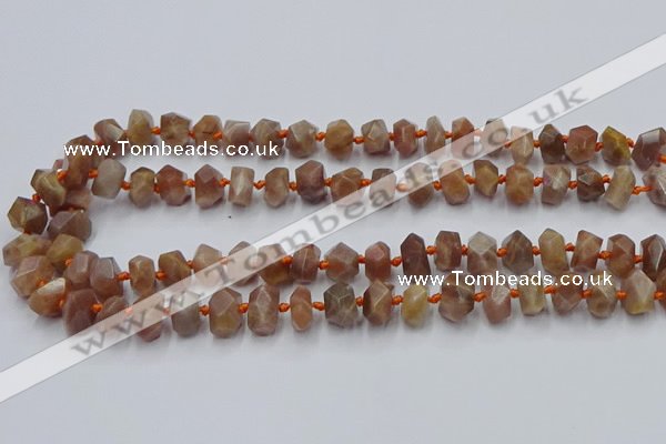 CNG7854 15.5 inches 6*10mm - 8*12mm faceted nuggets sunstone beads