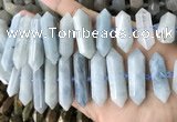 CNG7906 10*25mm - 12*45mm faceted nuggets aquamarine graduated beads