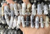 CNG7907 10*25mm - 12*45mm faceted nuggets white opal graduated beads