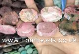 CNG7909 22*30mm - 25*35mm faceted freeform rhodochrosite beads