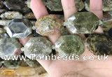 CNG7911 22*30mm - 25*35mm faceted freeform green garnet beads