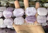 CNG7914 22*30mm - 25*35mm faceted freeform kunzite beads