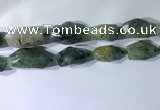 CNG7954 15.5 inches 15*25mm - 20*40mm nuggets green rutilated quartz beads