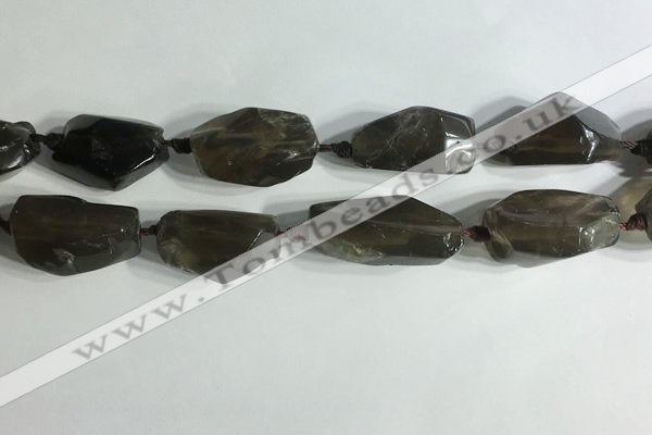 CNG7955 15.5 inches 15*25mm - 20*40mm nuggets smoky quartz beads