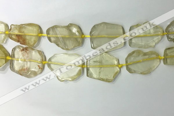 CNG7973 25*30mm - 35*45mm freeform lemon quartz slab beads