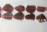 CNG7979 25*30mm - 35*45mm freeform strawberry quartz slab beads