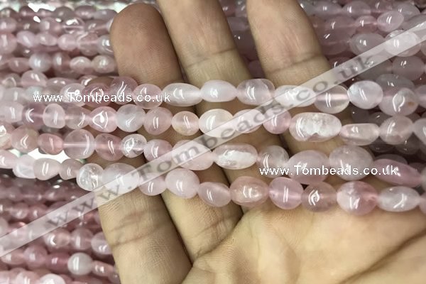 CNG8005 15.5 inches 6*8mm nuggets Madagascar rose quartz beads