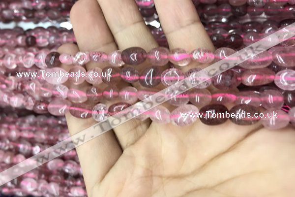 CNG8006 15.5 inches 6*8mm nuggets strawberry quartz beads