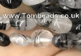 CNG8009 15.5 inches 6*8mm nuggets black rutilated quartz beads