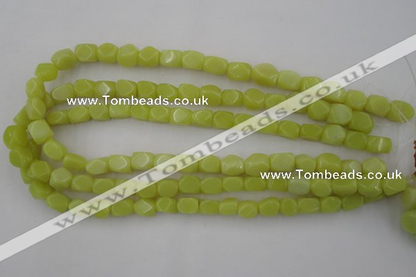 CNG805 15.5 inches 8*12mm faceted nuggets lemon jade beads