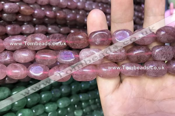 CNG8062 15.5 inches 8*10mm - 10*14mmm nuggets strawberry quartz beads