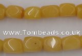 CNG807 15.5 inches 9*12mm faceted nuggets yellow jade beads