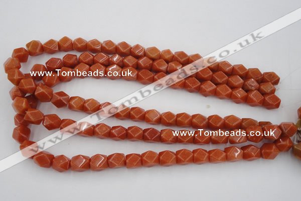 CNG811 15.5 inches 9*12mm faceted nuggets red aventurine beads