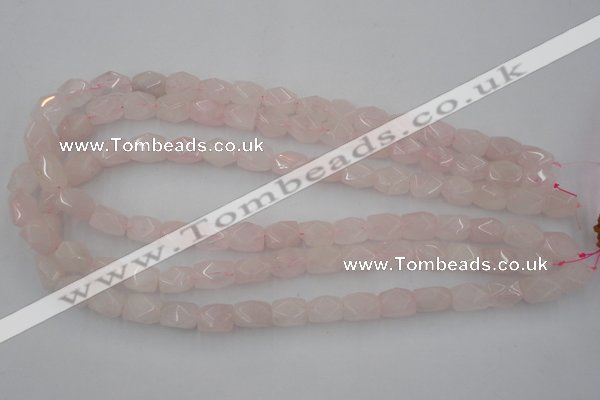 CNG815 15.5 inches 8*12mm faceted nuggets rose quartz beads