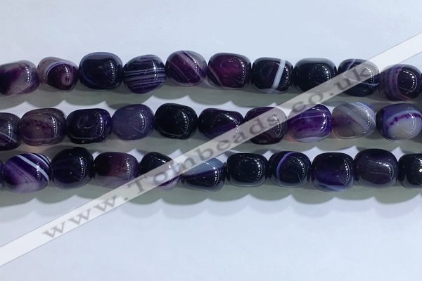 CNG8186 15.5 inches 10*14mm nuggets striped agate beads wholesale