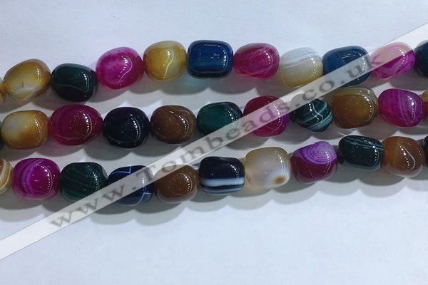 CNG8199 15.5 inches 10*14mm nuggets striped agate beads wholesale