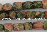 CNG821 15.5 inches 9*12mm faceted nuggets unakite gemstone beads