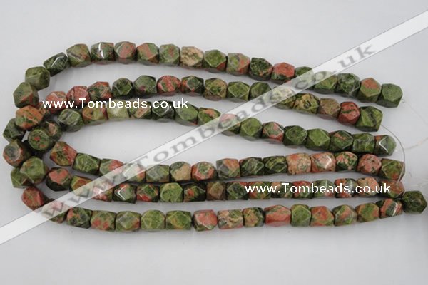 CNG821 15.5 inches 9*12mm faceted nuggets unakite gemstone beads